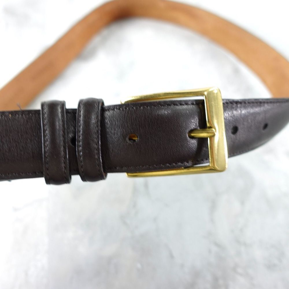 Vintage CROOKHORN Belt‎ Mens Size 34 Dark Brown Leather American Handmade USA